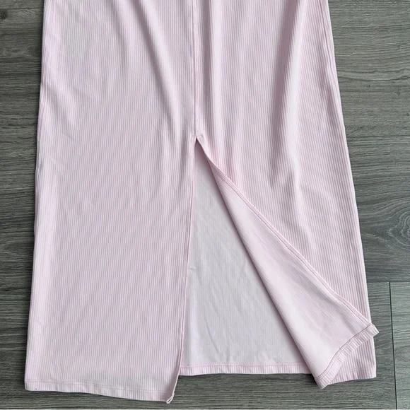 LULULEMON All Aligned Ribbed Midi Dress Size 2 Pastel Pink Nulu Stretch Bodycon - Picture 6 of 7
